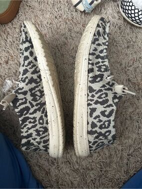 Hey Dude Knit Leopard Slip-On Sneakers - Black & Cream